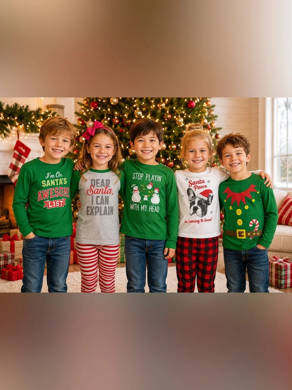 Kids Christmas Shirt Bundle 5PC Size 4/5 Small Holiday Graphic Tops Festive